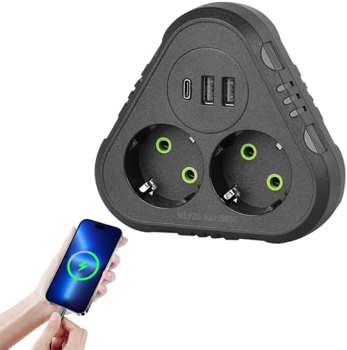 KBIBCK Doppelstecker für Steckdose, Steckdosenadapter mit 2 USB, Mehrfachstecker Ohne Kabel, 2500W/10A Mehrfachsteckdose für Büro Hause Reisen, Wand Ladegerät