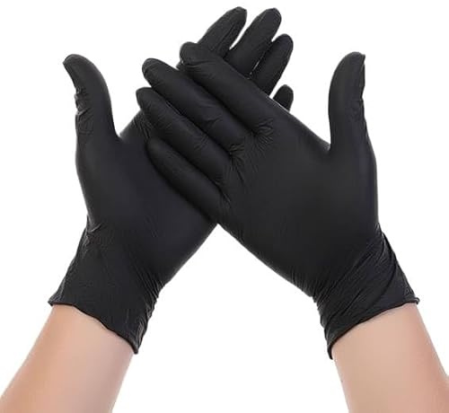 20/100 pezzi Guanti monouso in nitrile nero 4,0 mil senza polvere e lattice for la pulizia di tatuaggi domestici, saloni bellezza(Black 20PCS XL)