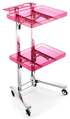 Portable Tattoo Table Station for Artists, Foldable Salon Tray with Wheels, Rolling Hair Stylist Instrument Tray - Hairdresser Cart