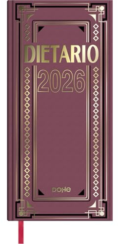 Dohe - Dietary 2026 - Sida dag, storlek 2/3 (14,5 x 31 cm), 12 månader januari till december, hårt omslag, spanska språket, bokmärken, utgångar 2026-2027, årlig planering och datum att komma ihåg
