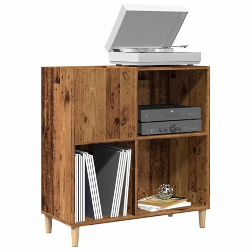 Nqyjm Mobile per dischi in legno ingegneria invecchiata, 84,5 x 38 x 89 cm, mobile per giradischi, supporto per dischi in vinile, mensola per CD elegante pratica moderna durevole robusta
