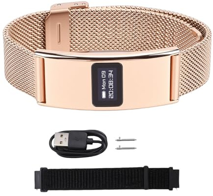 Topiky Pulsera Inteligente, Rastreador de Salud y Actividad Física, Pulsera de Actividad Física Portátil, Rastreador de Sueño 24 Horas, de para Hombres y (Gold)