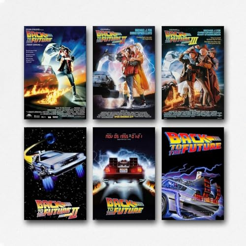 Generisch A Set Of 6 Back Poster To The Future 80s Movie Film Vintage Retro Cover Für Zimmer, Ästhetische Leinwand-Wandkunst, Schlafzimmer-Dekor Posters 08x12inch(20x30cm)