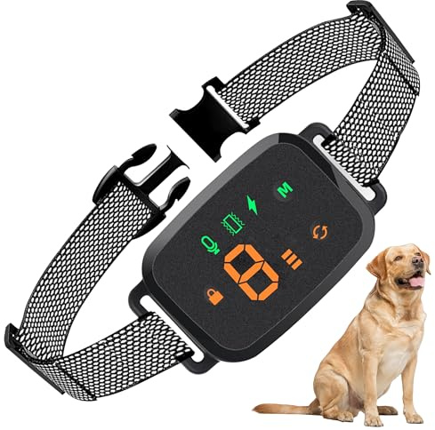 Collier Anti Aboiement Chien, 4 Modes, pour Petits et Grands Chiens, Noir | Son, Vibration, Choc Électrique, Sensibilité Réglable sur 8 Niveaux, Rechargeable, Contrôle Intelligent, Étanche IP67