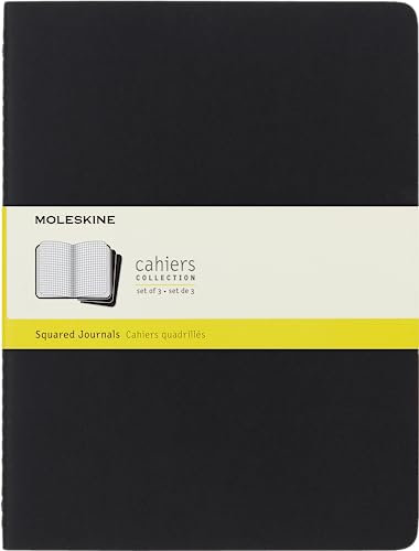 Moleskine Cahier Notizhefte (kariert, X-Large, Kartoneinband) 3-er-Set schwarz