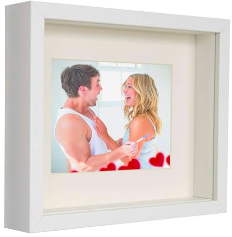 BD Art 20 x 25 cm Box 3D Bilderrahmen mit Passepartout 13 x 18 cm, Weiß