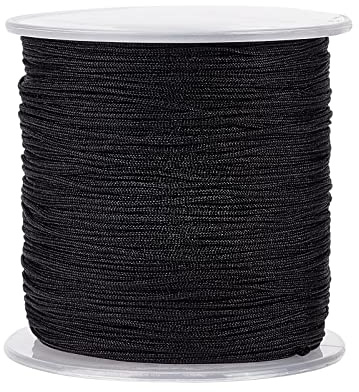 PandaHall 1mm 100m Schwarz Nylonschnur Wind Chime Cord Ersatz Geflochtene Lift Shade Blind String Handstrickschnur Sickenfaden für Windows Reparatur Gartenanlage Beading String für Schmuckherstellung