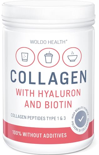 Collagen Pulver mit Hyaluronsäure und Biotin 500g - mit Peptide Typ 1 & 3, geschmacksneutral und gut löslich