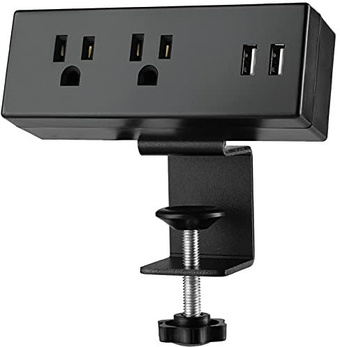Desk Clamp Power Strip with USB Ports Desktop Mounted Power Outlets Table Edge Power Charging Station 6.56 FT Extension Power Cord for Home Office Conference UL/ETL Certificated