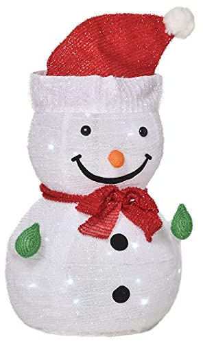 Outsunny Weihnachtsdeko Schneemann Figur mit LED Licht Batteriebetrieben