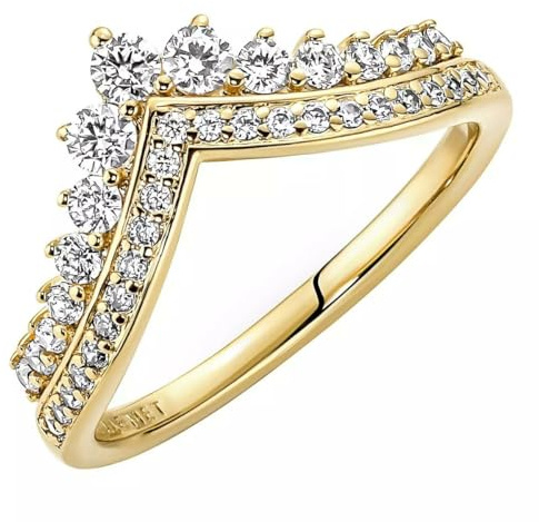 Pandora Timeless Wishbone-Ring Tiara, 14-karätig vergoldet, mit klarem Cubic Zirkonia