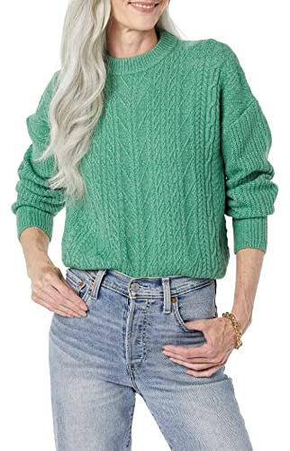 Amazon Essentials Damen Moderner Soft-Touch-Pullover Mit Rundhalsausschnitt (Erhältlich In Übergröße), Salbeigrün, S