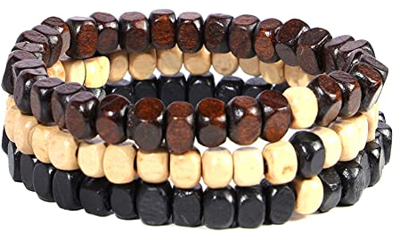 Eigso 5 mm Holzperlen-Armbänder für Damen und Herren, buddhistisches Naturholzperlen-Armband zum Beten