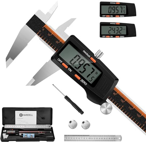 HARDELL Digital Caliper 6 Inch with Large LCD Screen, Calipers Measuring Tool with Auto-Off Feature, Inch/Millimeter Conversion, Electronic Vernier Caliper Micrometer for Jewelers/Woodworkers/DIY