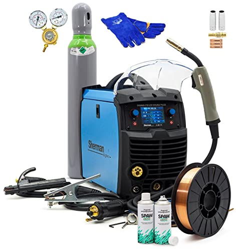 Sherman™ DIGIMIG 210 LCD doble pulso Synergic MIG/MAG doble pulso soldador TIG 200 Amp LCD sinergia 3 en 1 aluminio