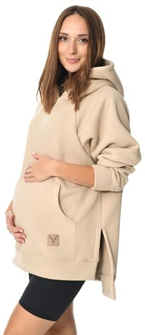 MijaCulture Umstandsmode 2in1 Stillpullover & Umstandspullover Stilltop Stillpulli Stella M014 (XXL, Beige)