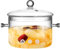 Clear Glass Saucepan, 1.5L Glass Cooking Pot with Lid & Grip, Transparent Heat-Resistant Glass Stockpot Cookware for Pasta Noodle Soup Milk Hot Pot