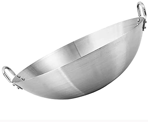 Wok Professionale in Acciaio Inossidabile, Fornelli A Gas in Ferro Antiaderente da 43 Cm Wok Sicuro Spesso per Fornelli A Gas Domestici, Fornello A Induzione A Gas