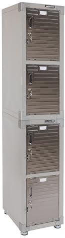 Seville Classics 4-Door Stackable Locker Cabinet, 15x30x73.9, Granite