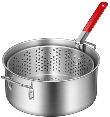 VIVOHOME Friteuse Inox Professionnelle 9,5L Friteuse avec Panier en Acier Inoxydable, Pièces Amovibles Faciles à Nettoyer, pour Repas Familiaux, Cuisine Extérieure