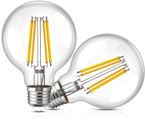 Genixgreen G80 Dimmable LED Lampe 9W Retro-LED-Licht, äquivalent zu 90 Watt E27 Basis Retro, G25 warmweiß 2700K Edison Lampe nostalgisch für Heimbeleuchtung oder gewerbliche Beleuchtung 2pack