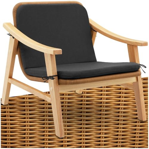 tectake® Outdoor Rattan Sessel, Loungesessel, Cocktailsessel bequem, Poly Rattan Möbel für Garten Lounge, als Balkonmöbel, Terrassenmöbel, Gartenmöbel oder Wintergarten (Natur)