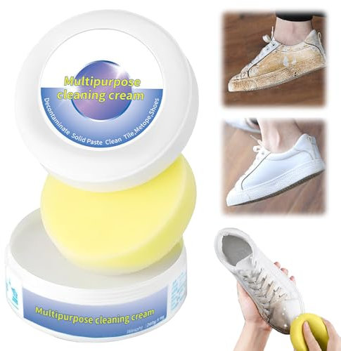 Multifunctional Cleaning and Stain Removal Cream, White Trainer Shoe Cleaner with Sponge Eraser, Shoe Cleaning Cream for Canvas Trainers Sneaker Leather (1 Piece)