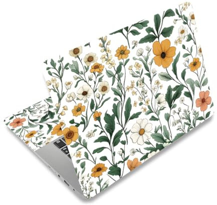 PLIGREAT Fleur Art Ordinateur Portable Skin Autocollant Décalcomanies Ordinateur Portable Universel DIY Décoratif Aquarelle Protecteur Couverture Autocollants pour Ordinateur Portable Netbook PC