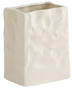 Generic Vase,Einfache Creme Plissee Papiertüte Vase Blumenarrangement Vase Ornament Getrocknete Blume Vase Ornament/Beige/12 * 16Cm