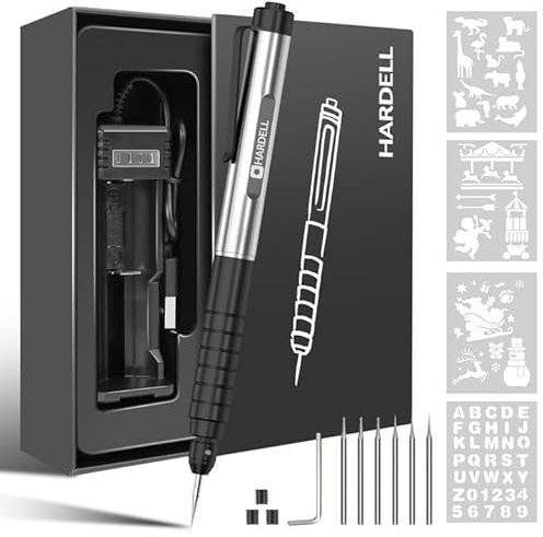 HARDELL Penna per incisione, kit di strumenti elettrici per micro incisione, strumenti rotanti senza fili ricaricabili USB, macchina incisore professionale portatile fai da te per metallo, vetro
