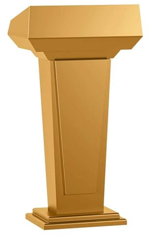 SBCGFY Präsentations-Rednerpultständer, Präsentations-Rednerpult, Podiumständer Tragbarer Podiumständer mit offenem Lagerregal Modernes Rednerpult aus Holz für bodenst(Gold)