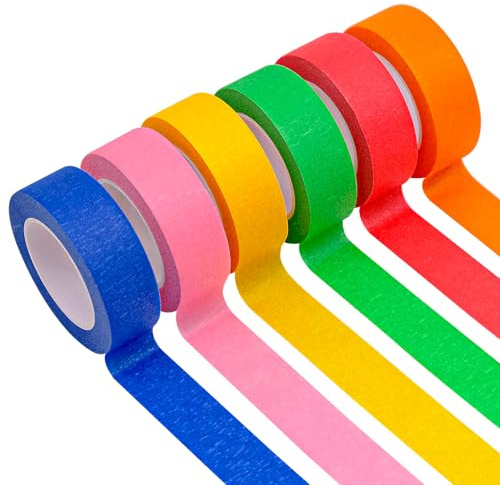 JJYHEHOT 6 Rollos Cintas Adhesivas Fluorescente, Neón Gaffer Tape, Glow In The Dark, Neon Tape para Fiesta Neon, Cumpleaños, Decoración Carnaval, Halloween y Manualidades (13m x 20mm)