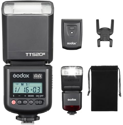 GODOX TT520III TT520 III Camera Flash Speedlite Strobe with Transmitter Receiver, Universal Hot Shoe Design, Compatible with Canon Nikon Sony Olympus Fujifilm Panasonic Camera
