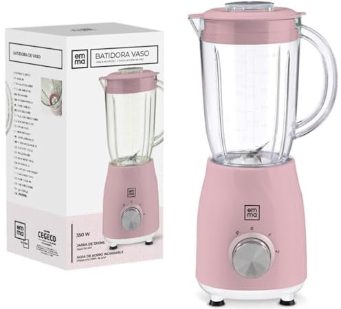 Frullatore Bicchiere EMMA - Spedizione 24 ore - Turbo ad alta potenza, basso consumo, alte prestazioni - casa e ospitalità - facile pulizia - 1,2 l - Antirottura (rosa)