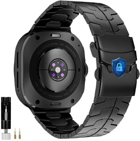 OTOPO Sicherheitssperre Clip bänder Kompatibel Galaxy Watch 9 8 40mm 44mm/ 8 Classic 46mm Armband, Galaxy Watch 8 Classic Metall Frauen Männer, Deckelverriegelung Metallarmband Edelstahl Schwarz