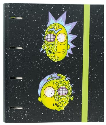 Grupo Erik Archivador 4 anillas Rick y Morty - Carpeta anillas A4 escolar con Tapa Dura y banda elástica | Material escolar y papeleria Vuelta al Cole