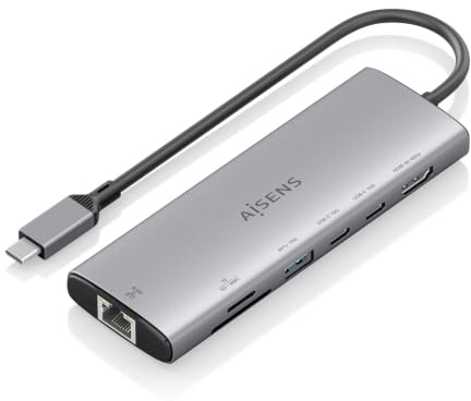 Docking USB Tipo-C Aisens ASUC-7P032-GR- 1xHDMI- 1xUSB- 2xUSB Tipo-C- 1xRJ45-1xLector Tarjetas- Gris