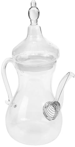 Toyvian Théière Verre Transparent 1000ml en Verre Borosilicaté Résistant la Chaleur, Théière Parfumée de Style Moyen-oriental pour Maison et Bureau, Infusion Thé en Vrac,