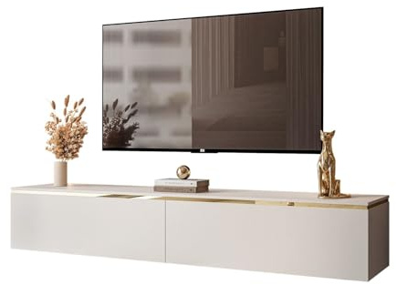 Lookway TV-Schrank Aurora Kaschmir Matt 180 cm Hängeschrank Oder Auf Füßen Gold Dekorative Leiste Mit LED-Option Modernes Wohnzimmermöbel (ohne LED Beleuchtung, Hängend- ohne Beine)