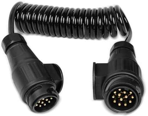 AOHEWEI Cable alargador para Remolque de 13 Pines, 2 m, 12 V, Conector Espiral de 13 vías con Enchufe para Accesorios de remolques, caravanas, Camiones y Barcos