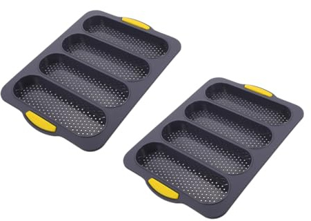 Toyvian Moule à Baguette Silicone 2 Pièces 4 Fentes, Conductivité Thermique Rapide, Facile à Nettoyer pour Pâtisserie et Cuisson du Pain Maison