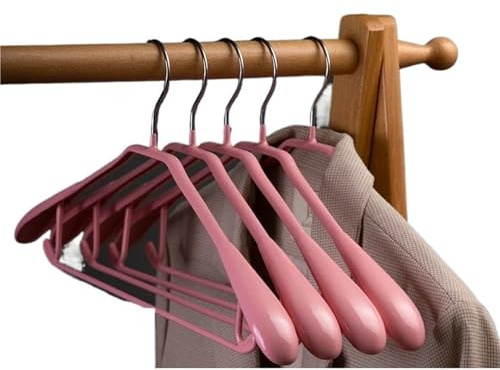 Grucce per abiti Gruccia a spalla larga 5/10/20 pezzi, organizer antiscivolo multifunzionale con gancio for cappotto, supporto for abiti senza cuciture(Pink,10PCS)