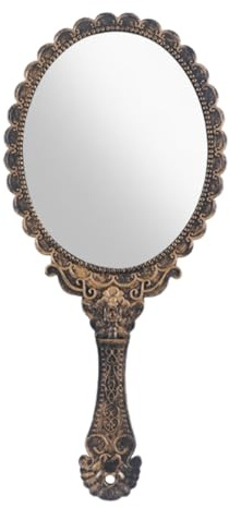 ZYOMVUN Handspiegel mit Griff für Make-up, Vintage Handspiegel mit Griff, Schminkspiegel Form, Friseure Rasierspiegel Kosmetikspiegel, tragbarer Reise-Kosmetikspiegel für Männer und Frauen, 25x11,5cm
