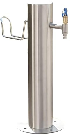 Colonna d'acqua da giardino con rubinetto esterno, fontana con supporto in acciaio inox, ideale per giardino, patio o piscina.