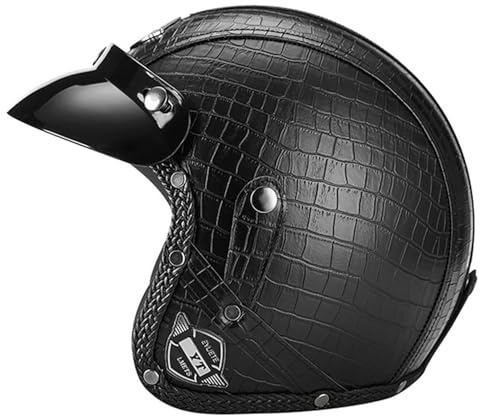 Caschi Jet E Demi-Jet Retrò Casco Mezzo Pelle Moto Omologati DOTECE Aperto Casco Scodella Vintage Per Scooter Cruiser Chopper Per Adulti Uomini Donne Caschi Cromwell J,S:55-56CM