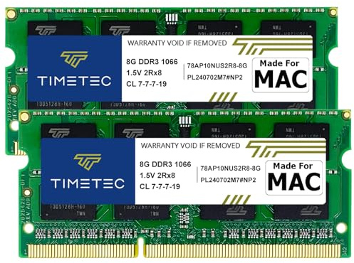 Timetec 16GB KIT(2x8GB) Compatible for Apple DDR3 1067MHz / 1066MHz PC3-8500 RAM for Mac Book (Mid 2010 13-inch), Mac Book Pro (Mid 2010 13-inch), iMac (Late 2009 27-inch), Mac Mini (Mid 2010) MAC RAM