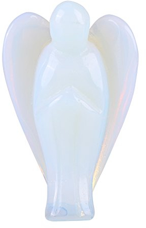 Walfront Magnifique Statue d'ange Gardien de Poche en Cristal Opale Naturelle de 3,8 cm, sur Pied pour décoration de Noël, Festival, décoration d'intérieur, Ornement