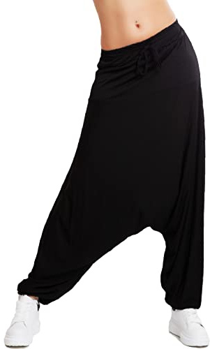 Toocool Pantalones Harem Mujer Sarouel Entrepierna Baja Yoga Danza Tiempo Libre Viscosa VB-1950 [Talla única, Negro]