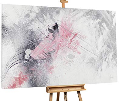 KunstLoft® XXL Gemälde 'Imposante Dynamik' 180x120cm | original handgemalte Bilder | Fluid Painting Grau Rosa | Leinwand-Bild Ölgemälde einteilig groß | Modernes Kunst Ölbild