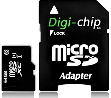 Digi Chip 64GB Micro-SD Class 10 UHS-1 Memory Card - Compatible with Road Angel Halo Go, View, Ultra, Drive, Pro Deluxe, Drive Go Deluxe - Black